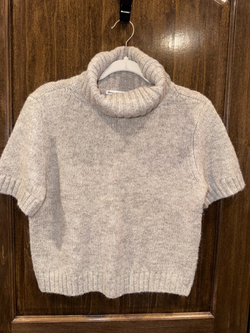 Abercrombie & Fitch Short-Sleeve Turtleneck Sweater - Light Beige